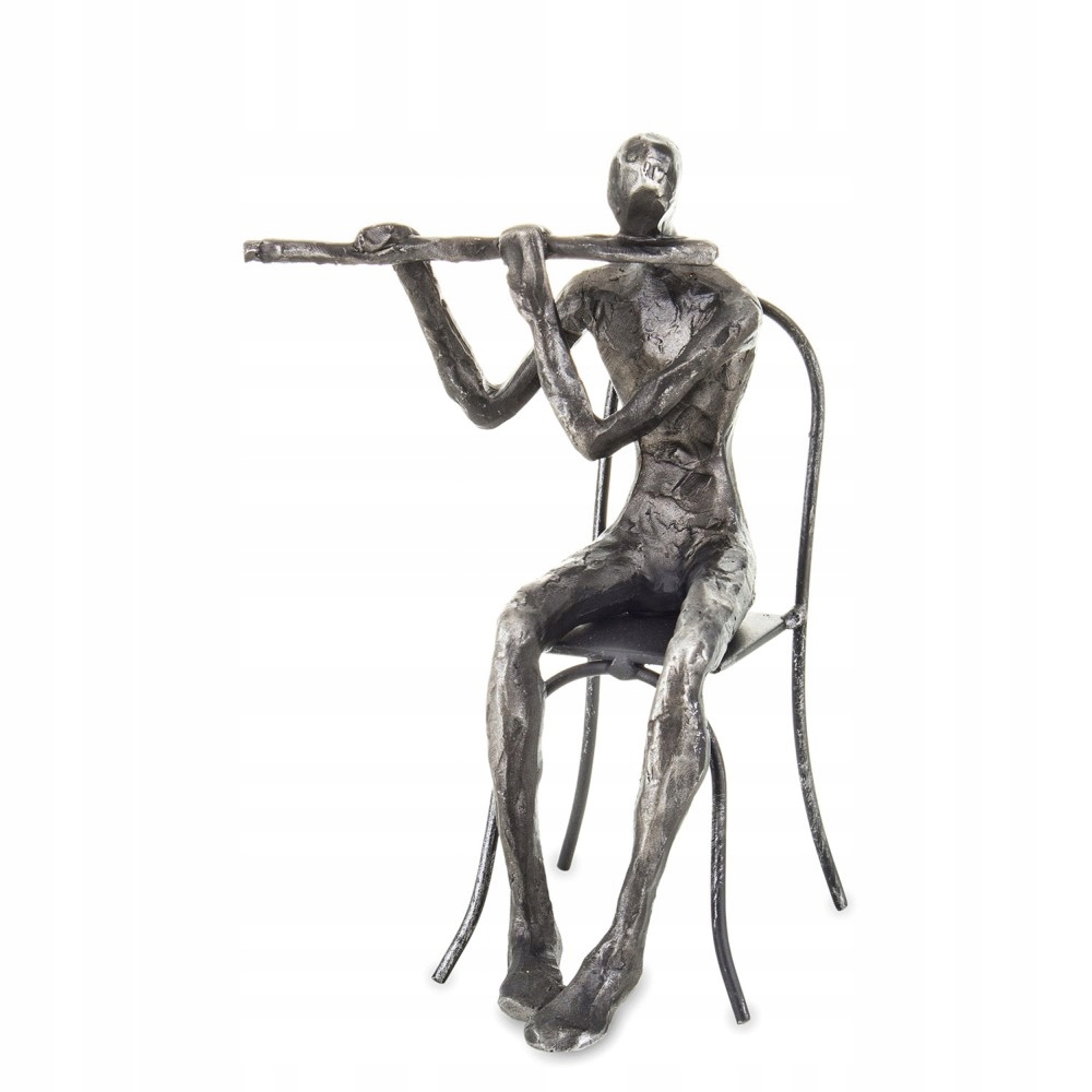 

Figurka Muzyk Z Fletem 20cm Flecista Szary Srebrny