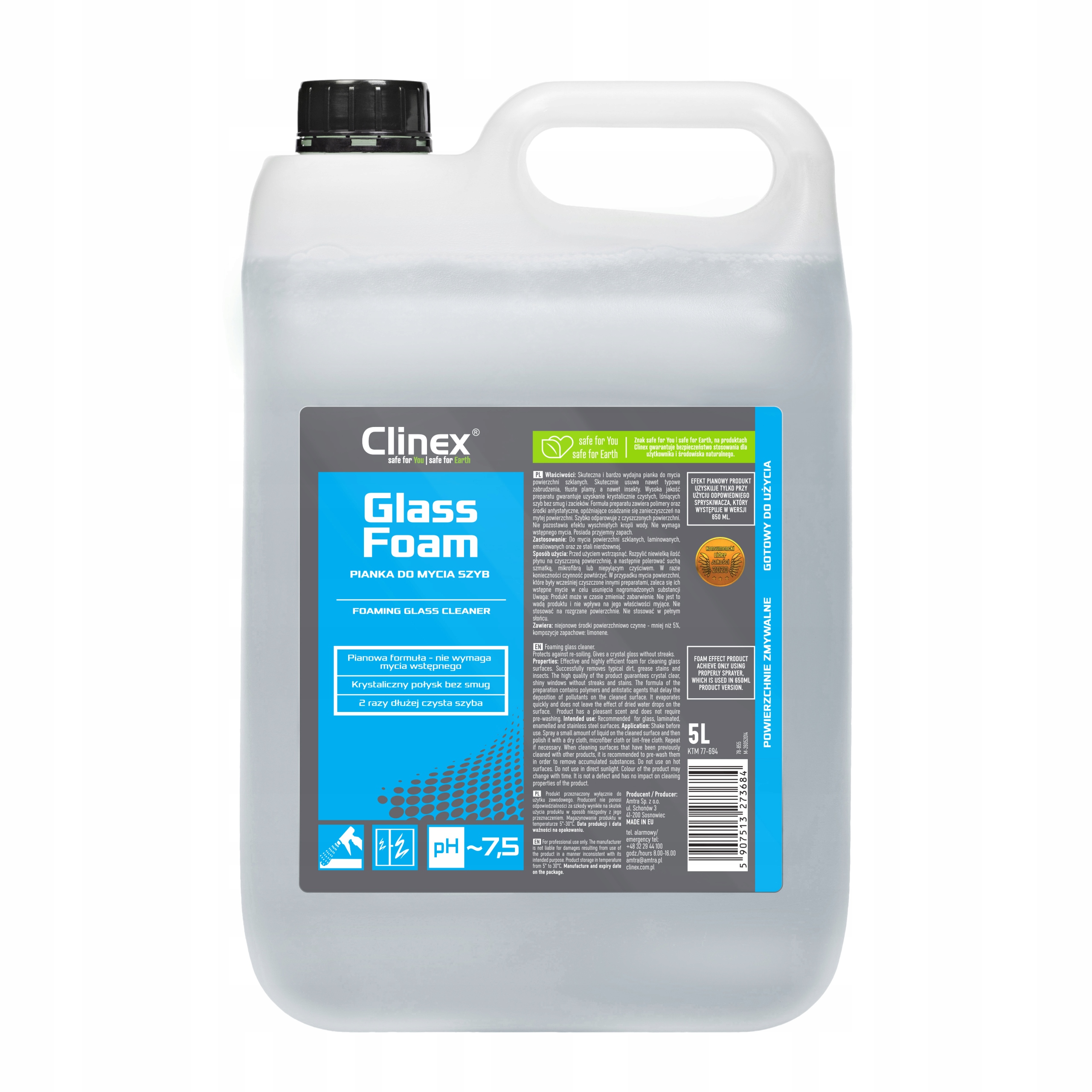 

Clinex Glass Foam 5L Pianka Do Mycia Szyb