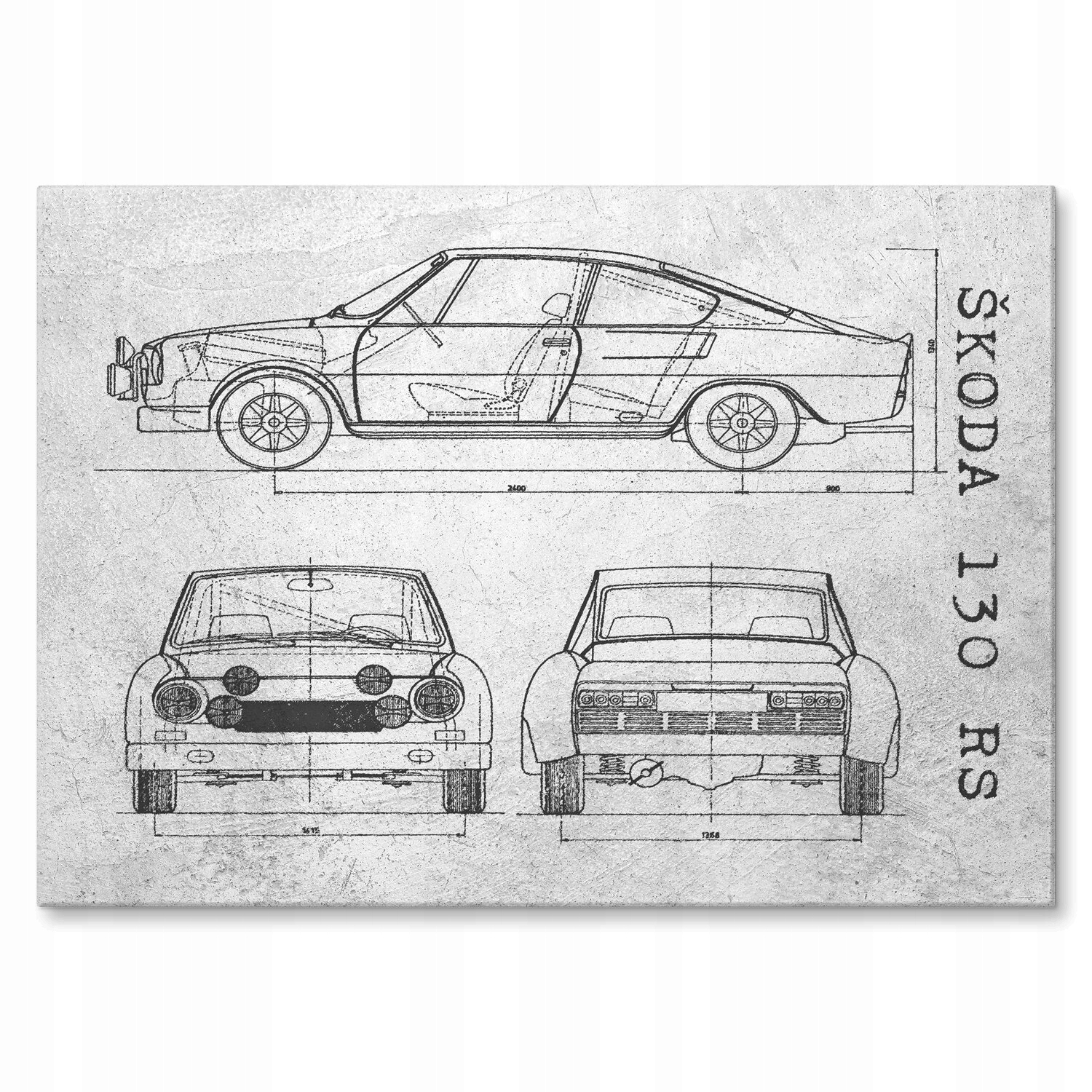 Kovový plakát Škoda 130 Rs Auto Automobilový Patent Stone 42 x 59