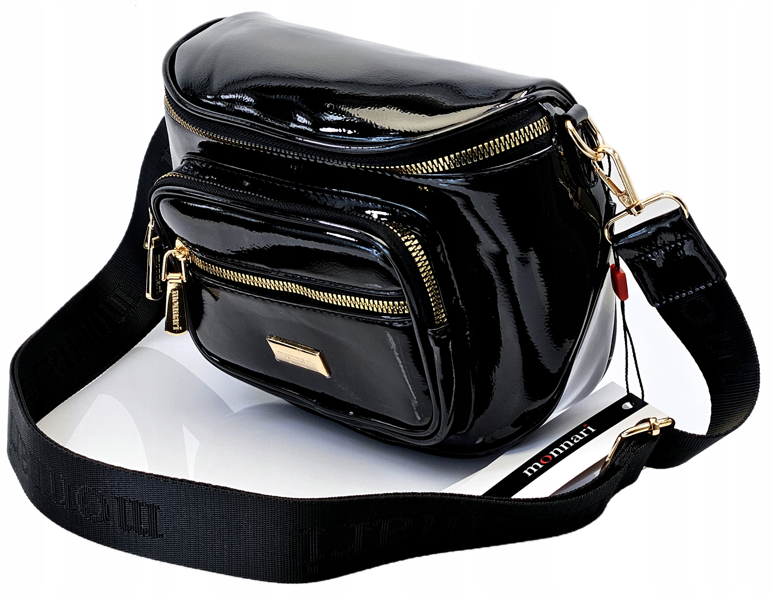 Monnari Dámská kabelka Kufřík Kabelka Přes Rameno Eko kůže Černá Lakovaná