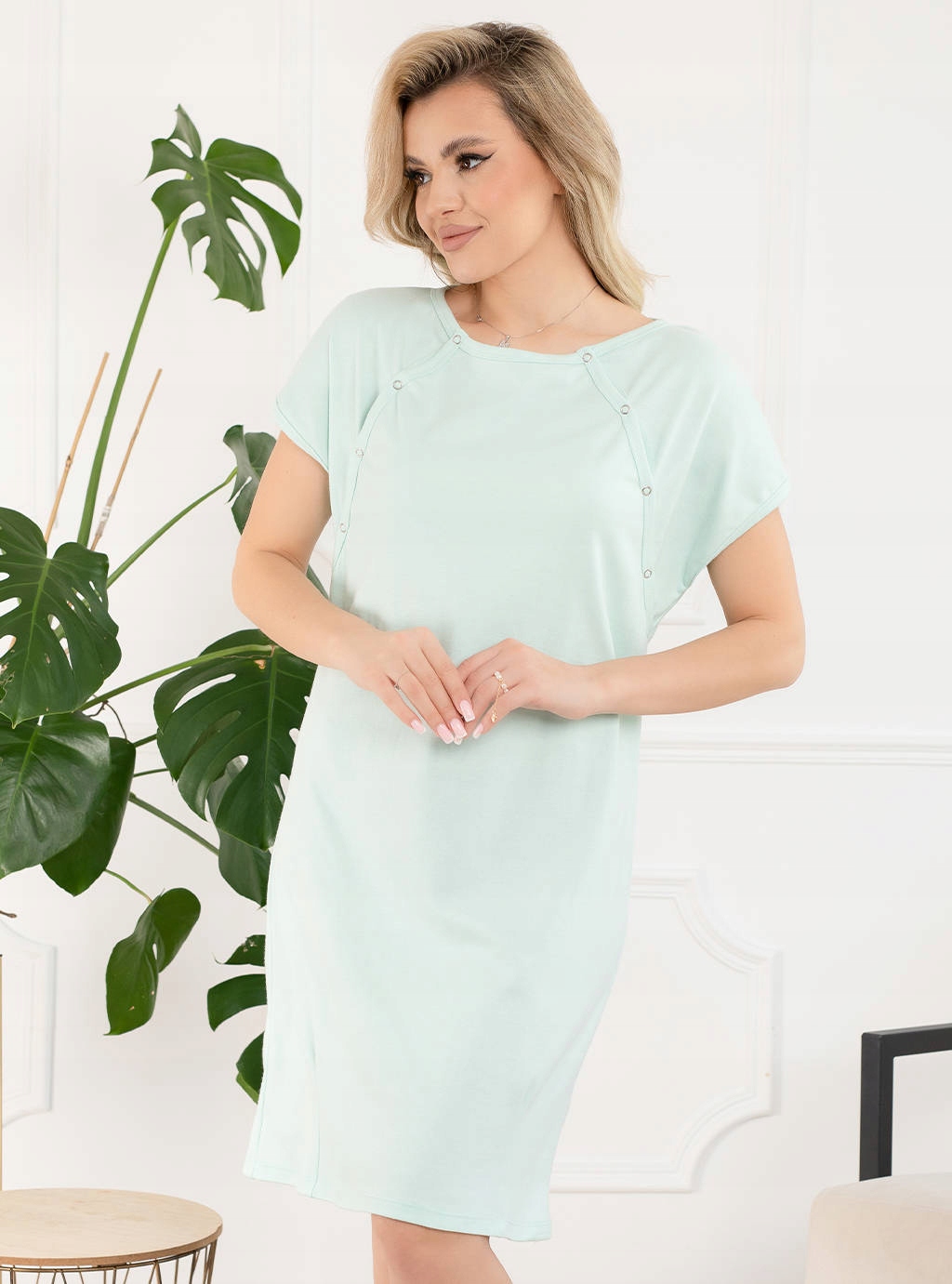 KOSZULA NOCNA CIĄŻOWA DO KARMIENIA NA NAPY M Wzór dominujący bez wzoru