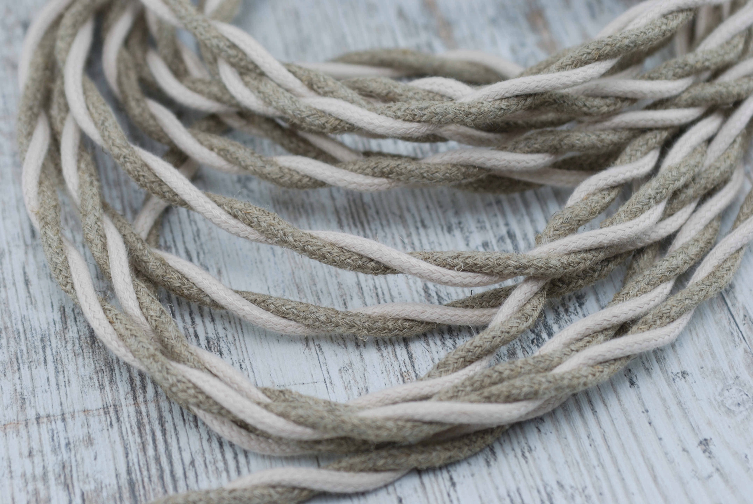 kabel len bawełna skręcany przewód w oplocie naturalnym lampa pająk 2x075 Marka Apmal