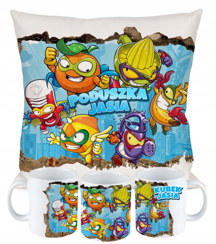 ZESTAW PODUSZKA KUBEK SUPER ZINGS prezent + IMIĘ