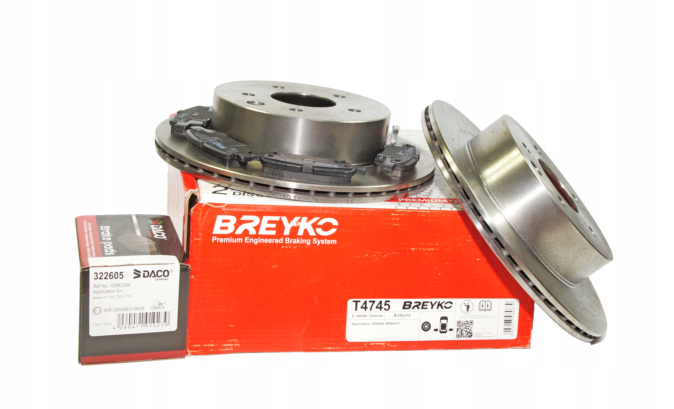602624 - Диски + колодки задні NISSAN QASHQAI X-TRAIL вентиль.