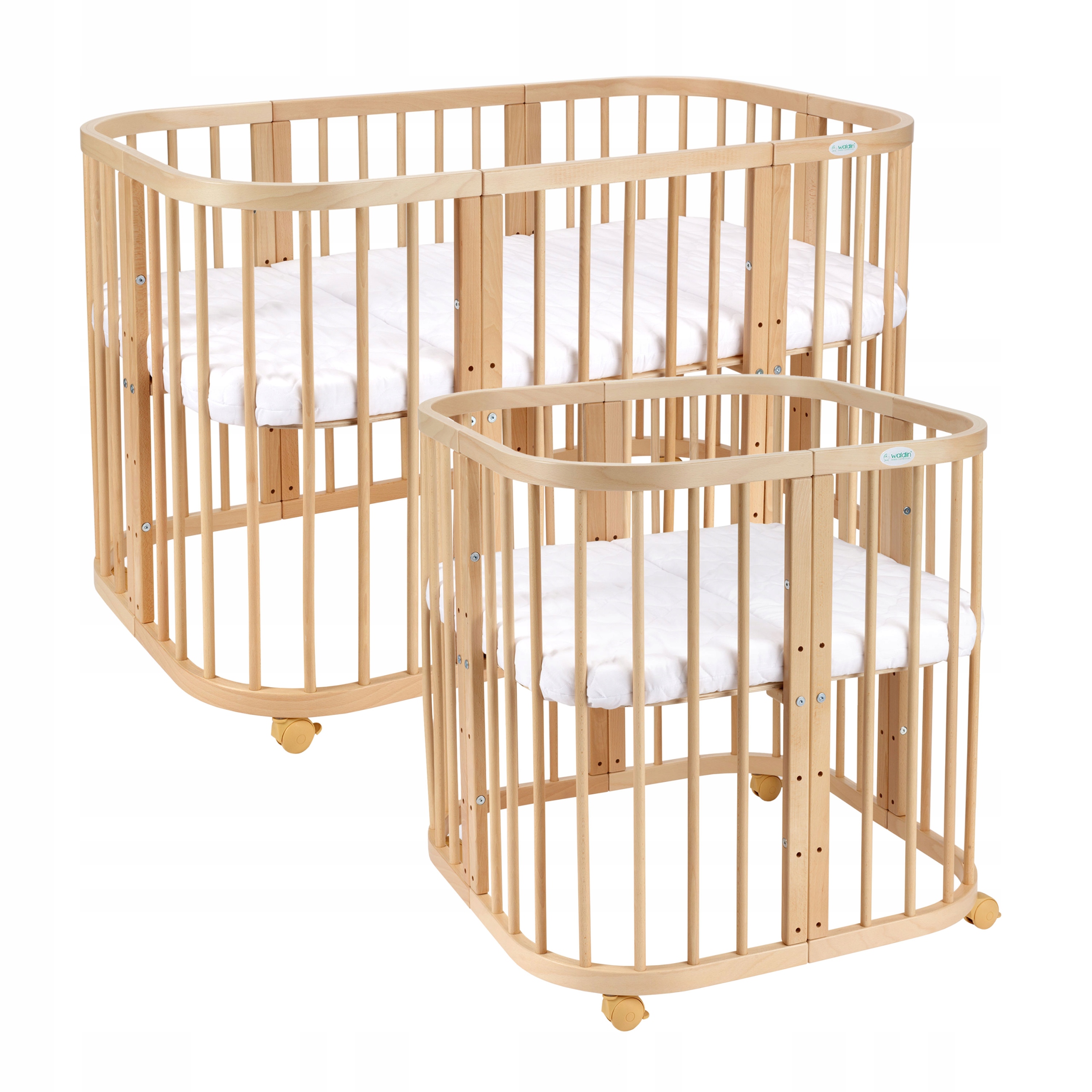 Waldin Łóżeczko 7w1 z materacem NATURAL