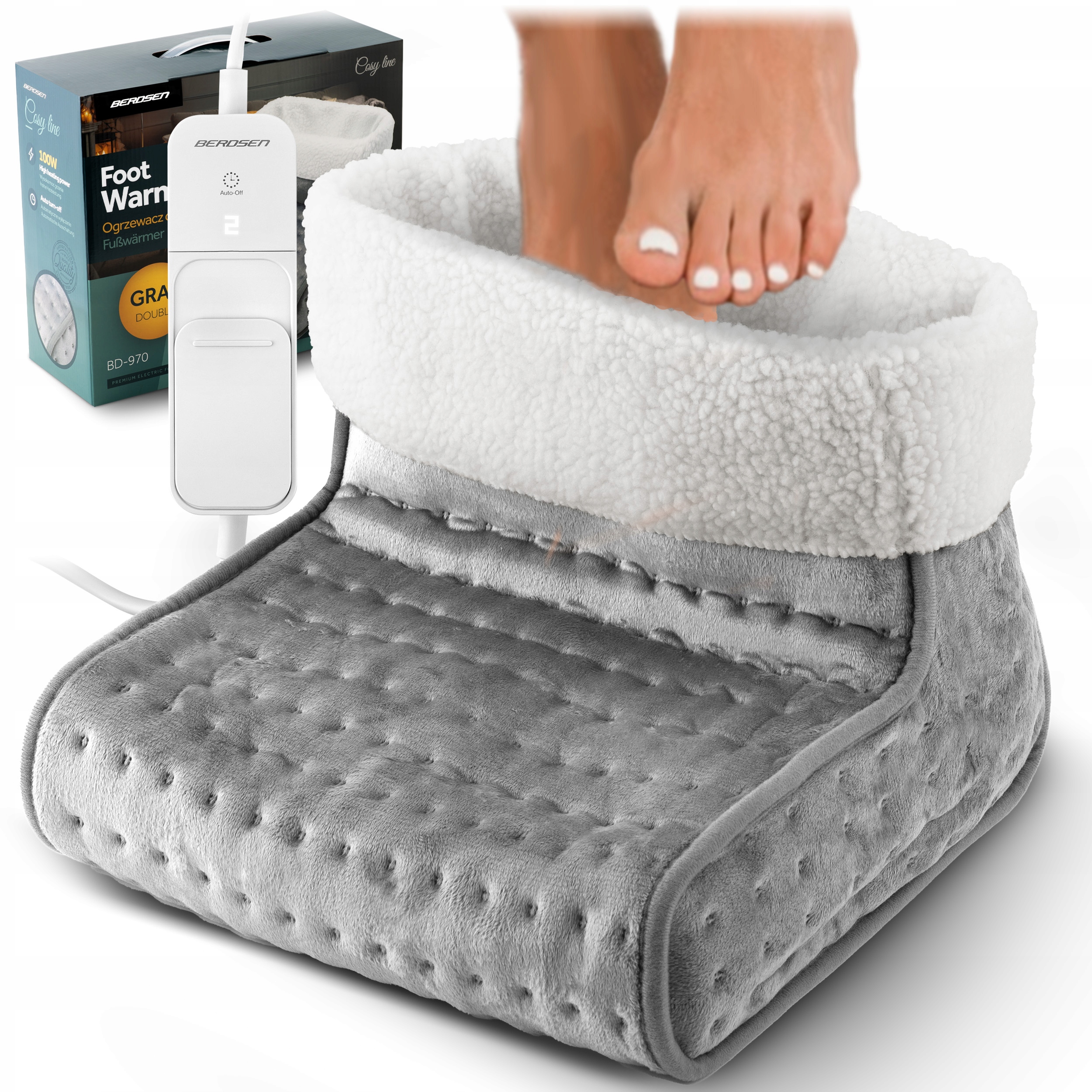 Ogrzewacz Stóp Elektryczny Ocieplacz But Miękki Plusz Pilot 3 Poziomy