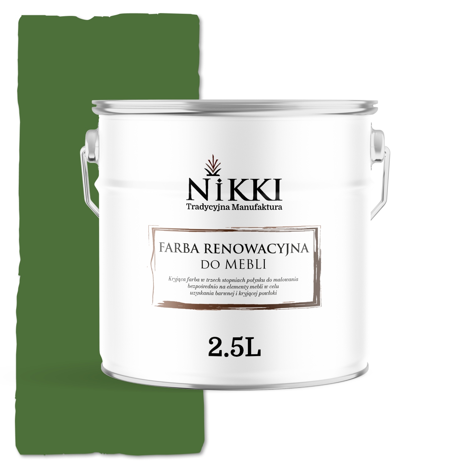 Farba na renováciu nábytku Mdf drevo Ozdobná 2,5L Polomatná Zelená trávnatá