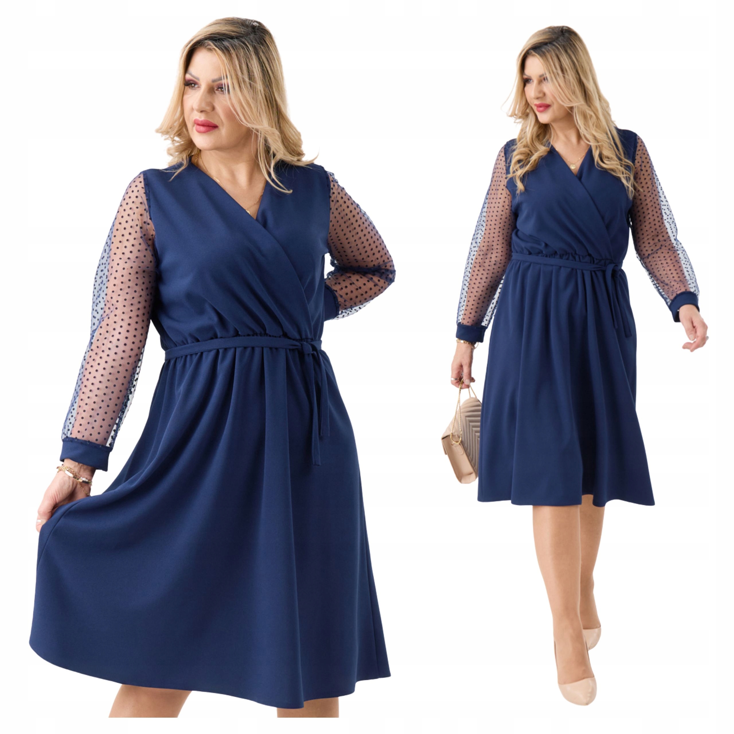 Sukienka kopertowa wiązana Polski Producent duże rozmiary midi