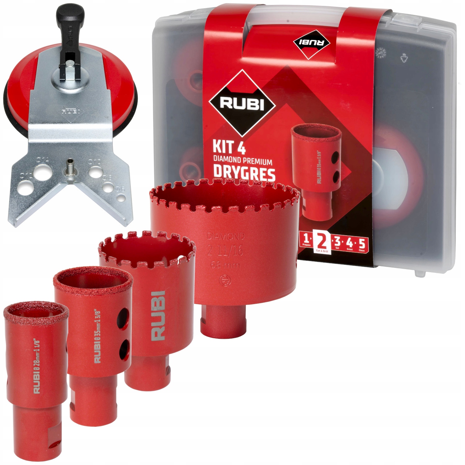 Wiertła Drygres Premium 4szt prowadnica Rubi 51931