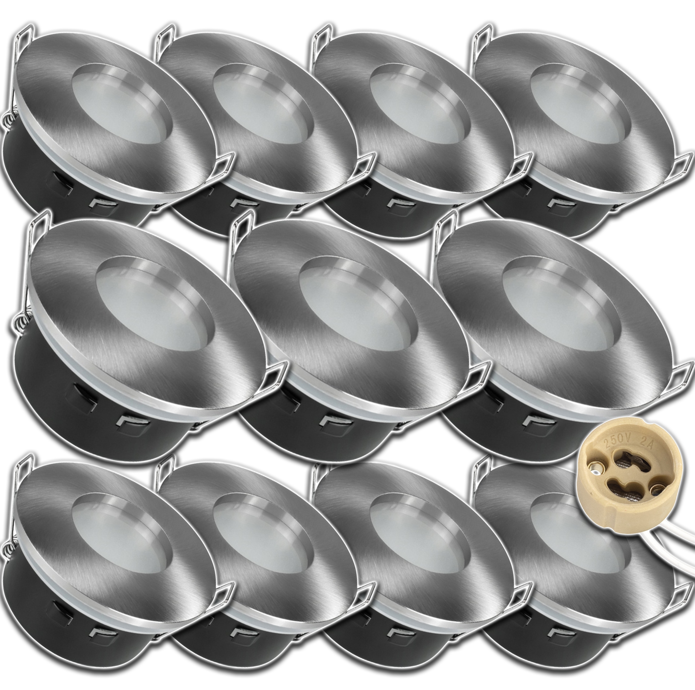 11xHERMETICKÁ Svítidla Halogenová Kulatá Vodotěsná Zásuvka GU10