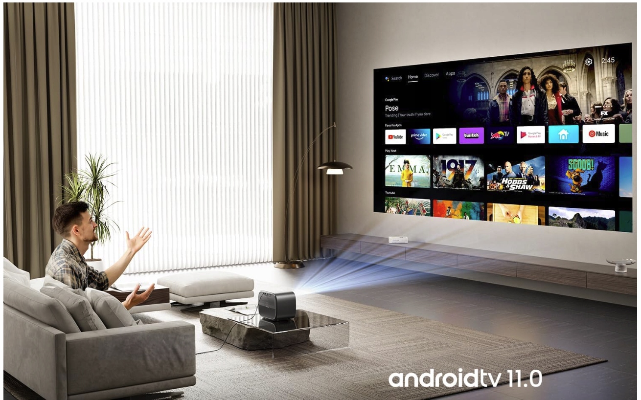 Projektor Rzutnik LED WiFi Android TV 11 4K FHD 500 ANSI Autofocus + Torba Technologia wyświetlania LED