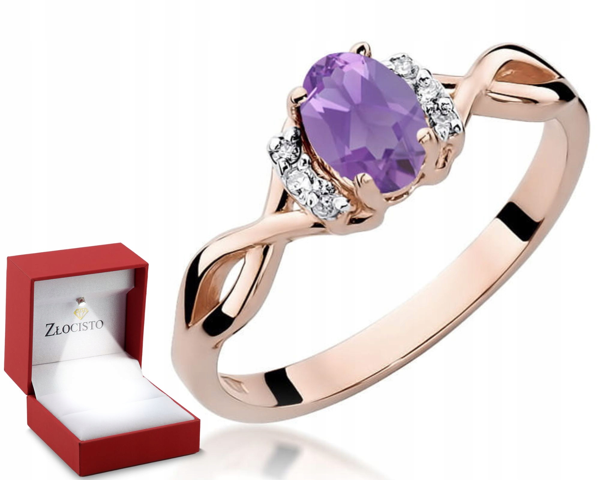 Prstýnek Ametyst Růžové Zlato Gravírování Bonus 585 Dárek