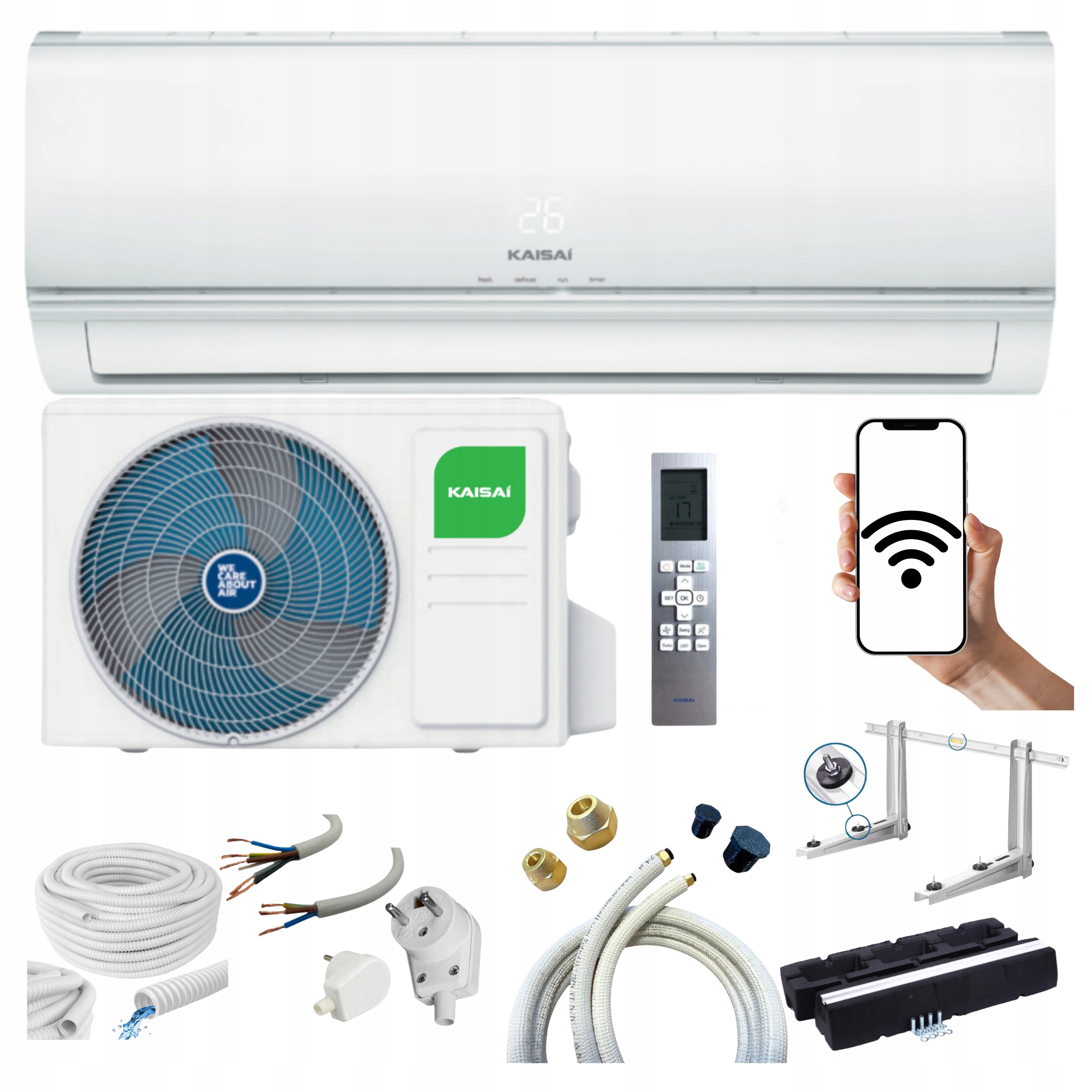 Klimatizace Kaisai Eco 2,6 kW 30 m2 Wifi s Ohřívačem Hotová Montážní Sada