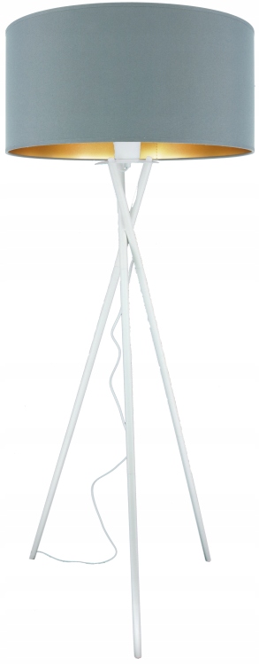 Moderná stojaca podlahová lampa šedé tienidlo zlatá Led fólia Trojnožka