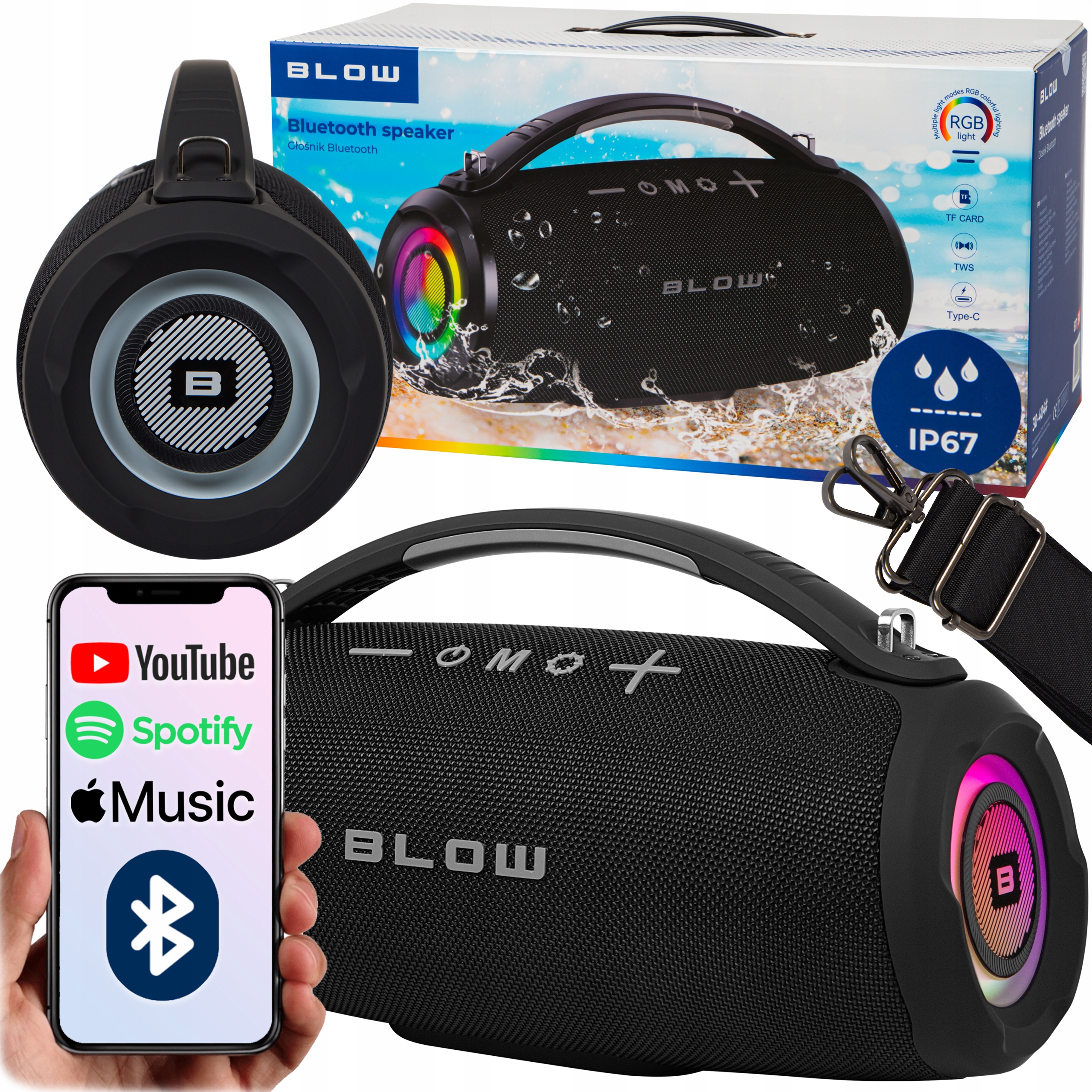 Bluetooth Reproduktor Přenosný Bezdrátový Sd Fm Usb Aux Mobilní Rádio Popruh