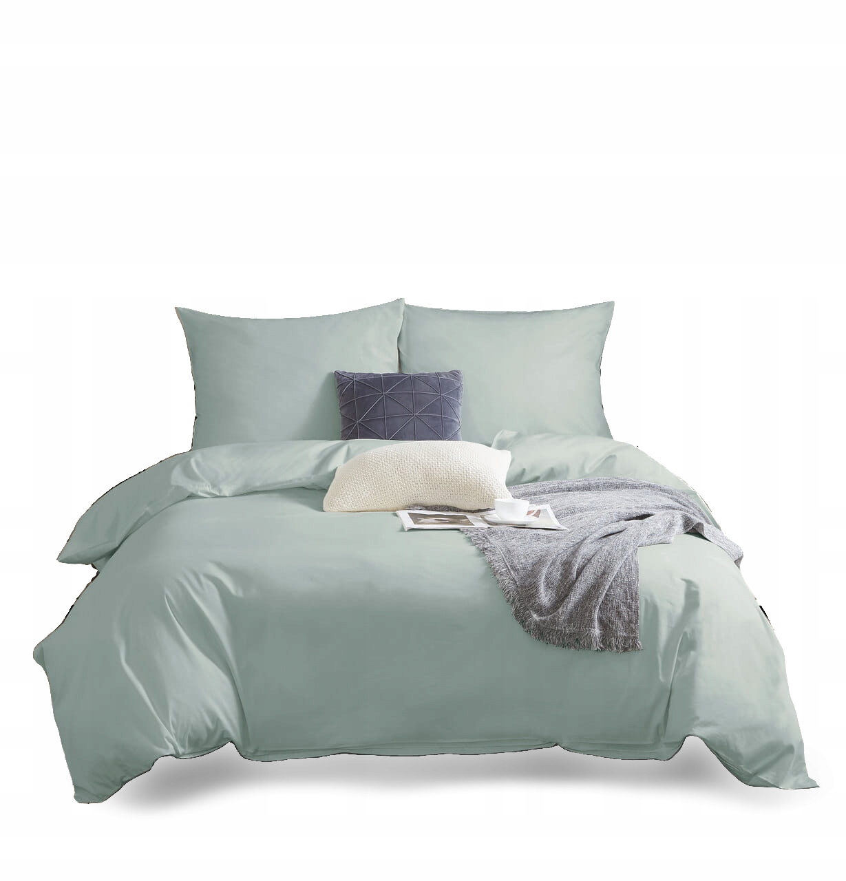 Posteľná Bielizeň bavlnená saténová 220x200 Sin jednofarebná šalviová