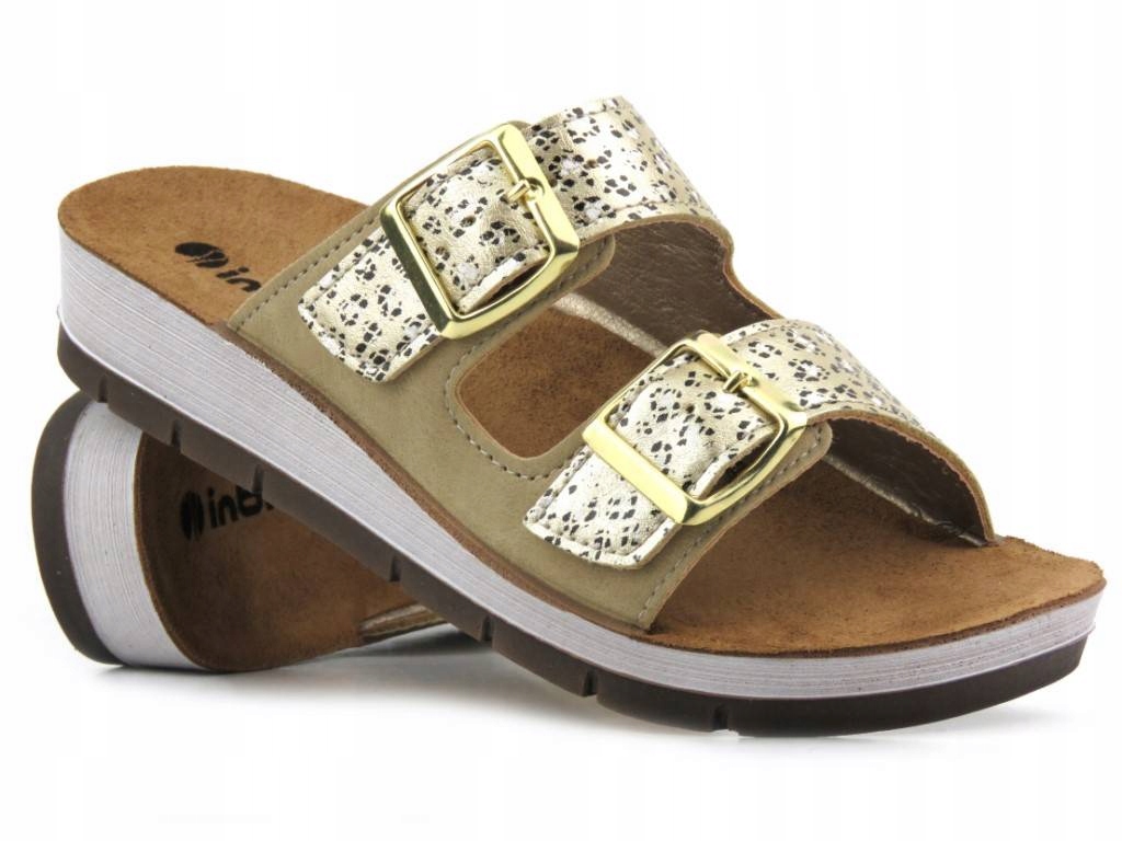 

Klapki Damskie Inblu CP-10 Skórzana Wkładka Paski