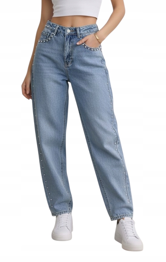 Módní Džínové Kalhoty Typu Balloon Fit vel. Xs 34 Světle Modrá