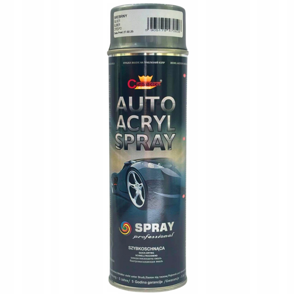 Lakier Farba do felg spray 500ml Champion szybkoschnący akrylowy Srebrny