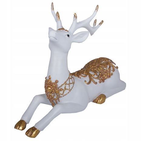 FIGURKA RENIFER LEŻĄCY NA ŚWIĘTA STROIK PREZENT Motyw zwierzęta