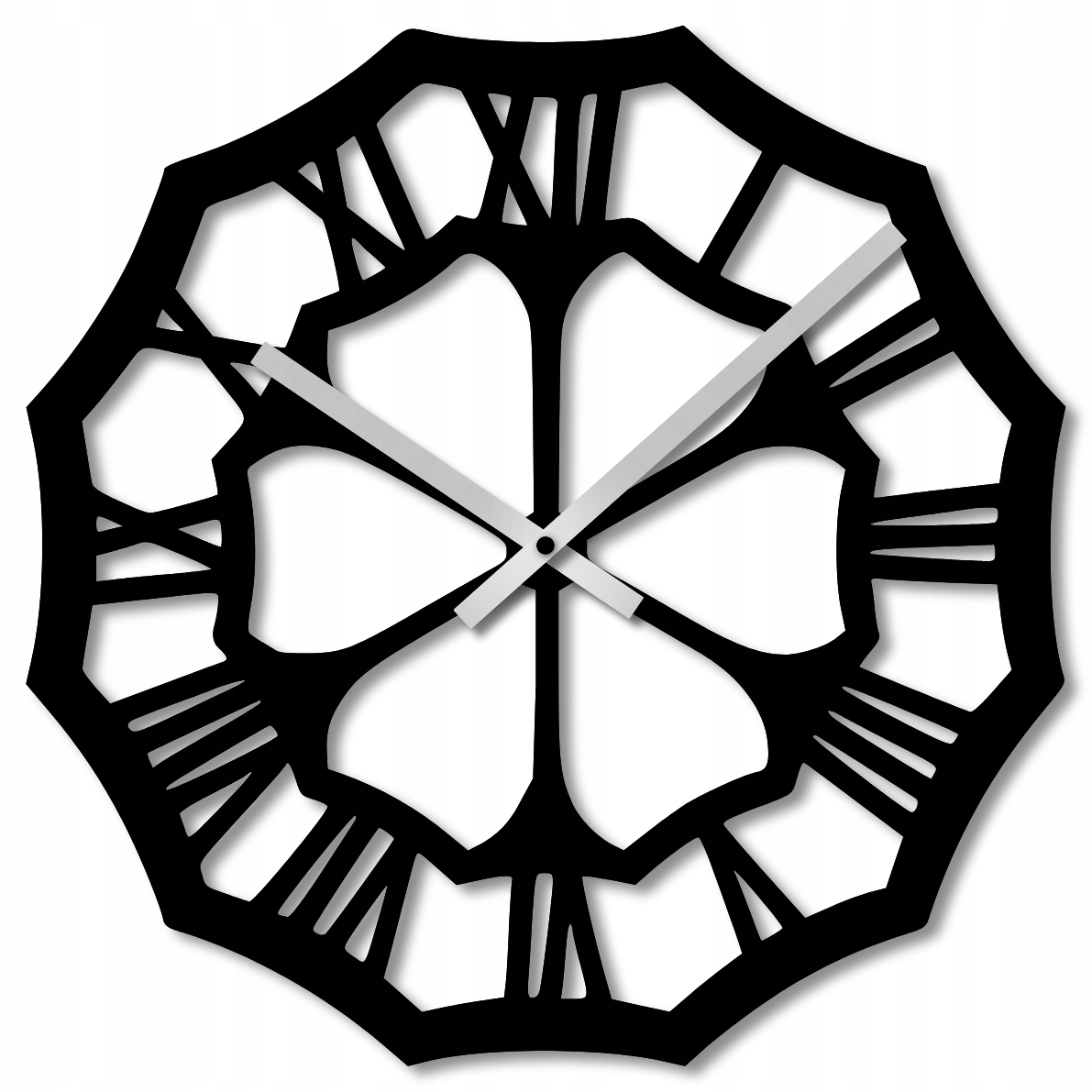 Nástěnné Hodiny 50 cm Dřevěné Nástěnné Hodiny Velké Černé Geometrické 3D