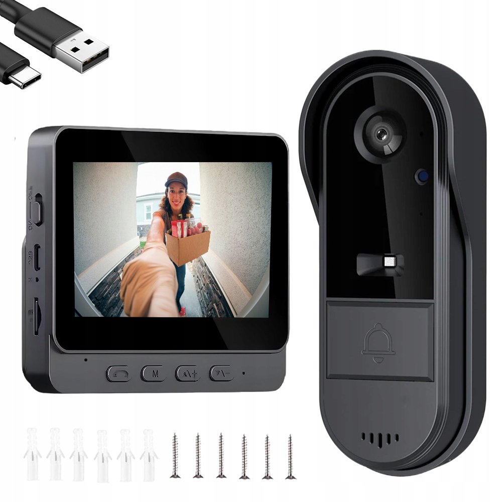 Bezdrátový videozvonkový systém pro chytré dveře Kamera Obrazovka Ips 4,3''