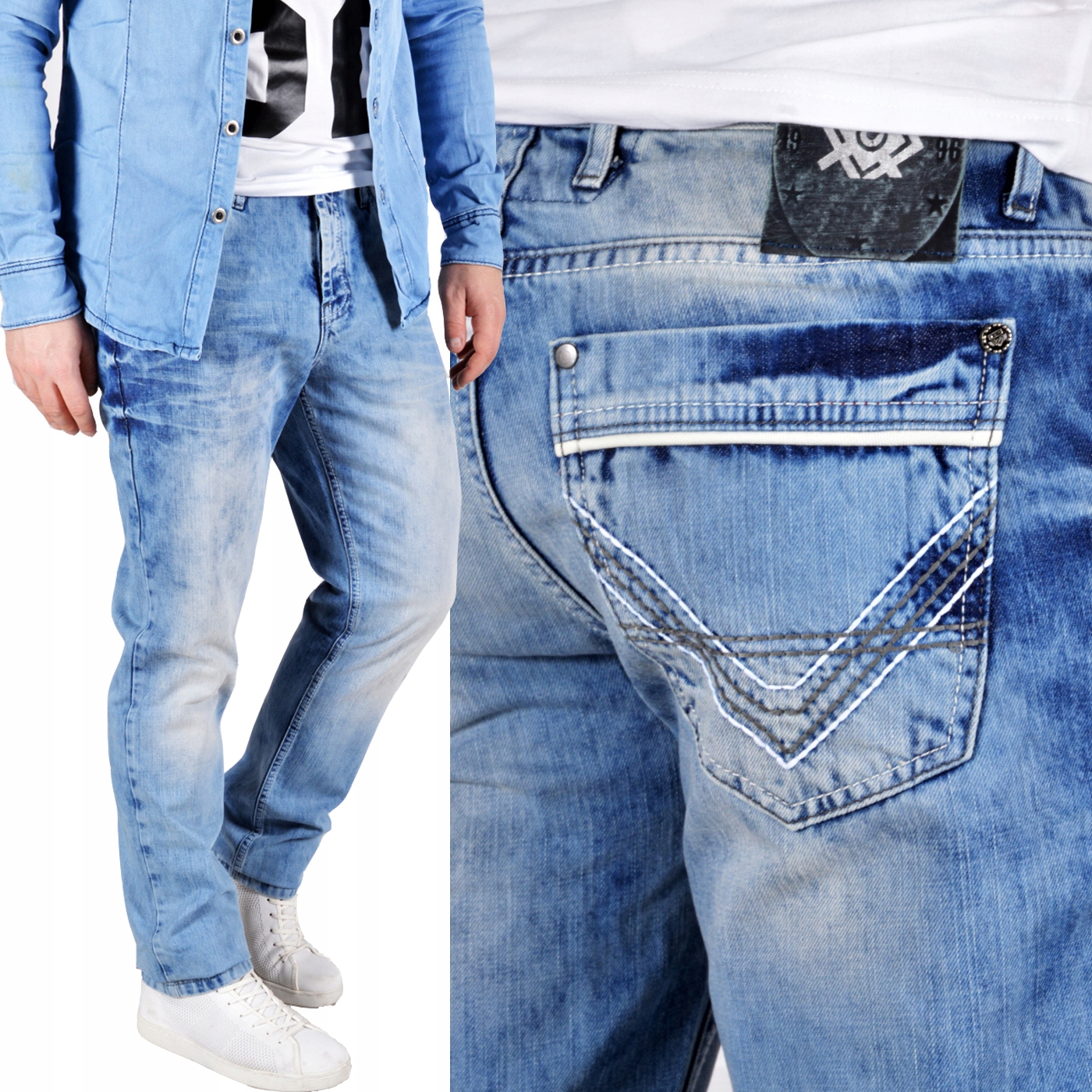 Džíny Džínové kalhoty přetíratelné Cipo Baxx Světle modré