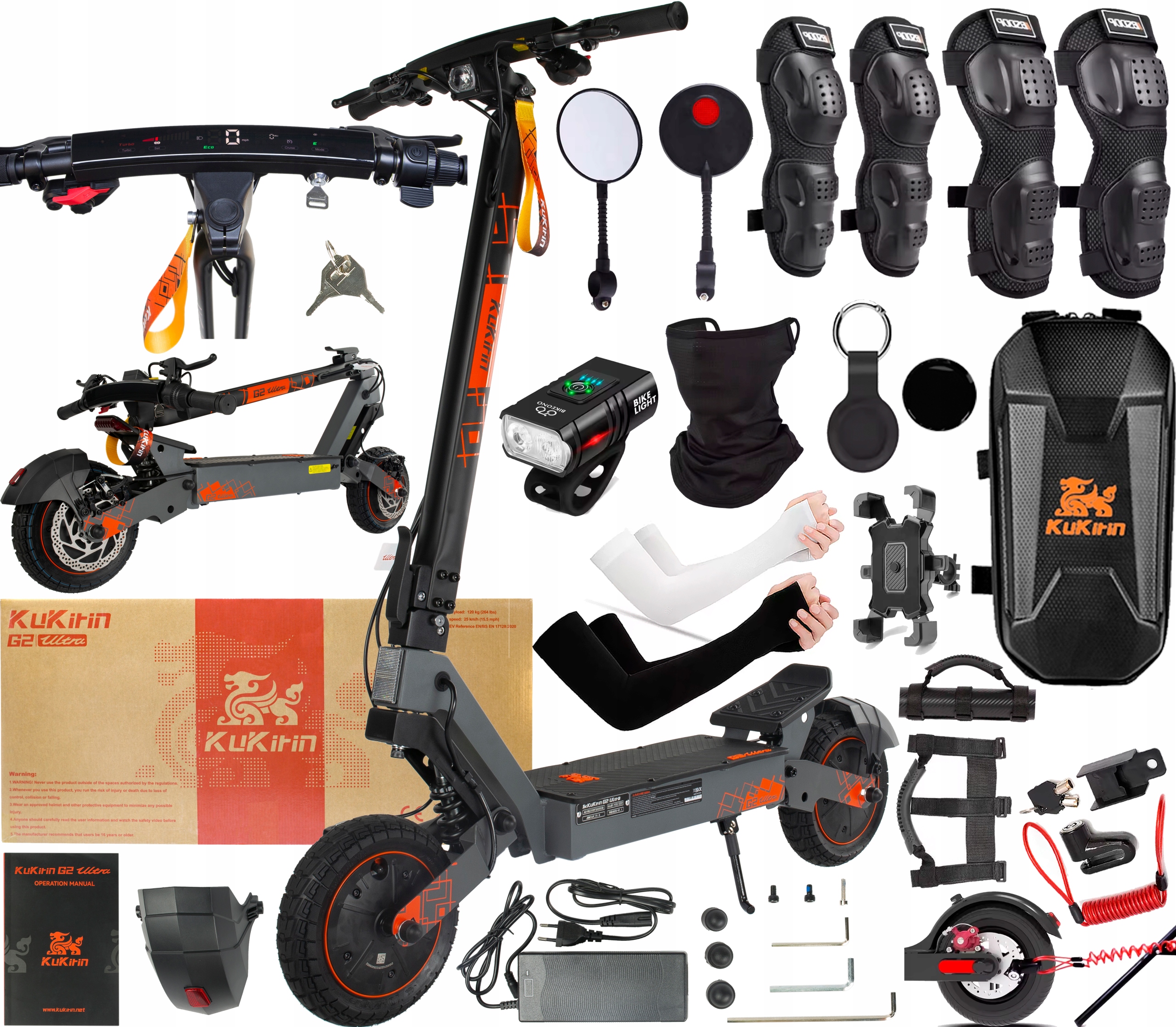 KuKirin G2 Ultra Elektrická vozidla 1600W 48V 18Ah 50km/h 55KM +11 Dárek