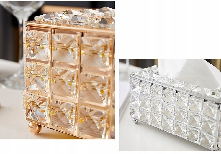 KRYSZTAŁOWY CHUSTECZNIK pojemnik pudełko GLAMOUR Kod producenta F795-2 silver