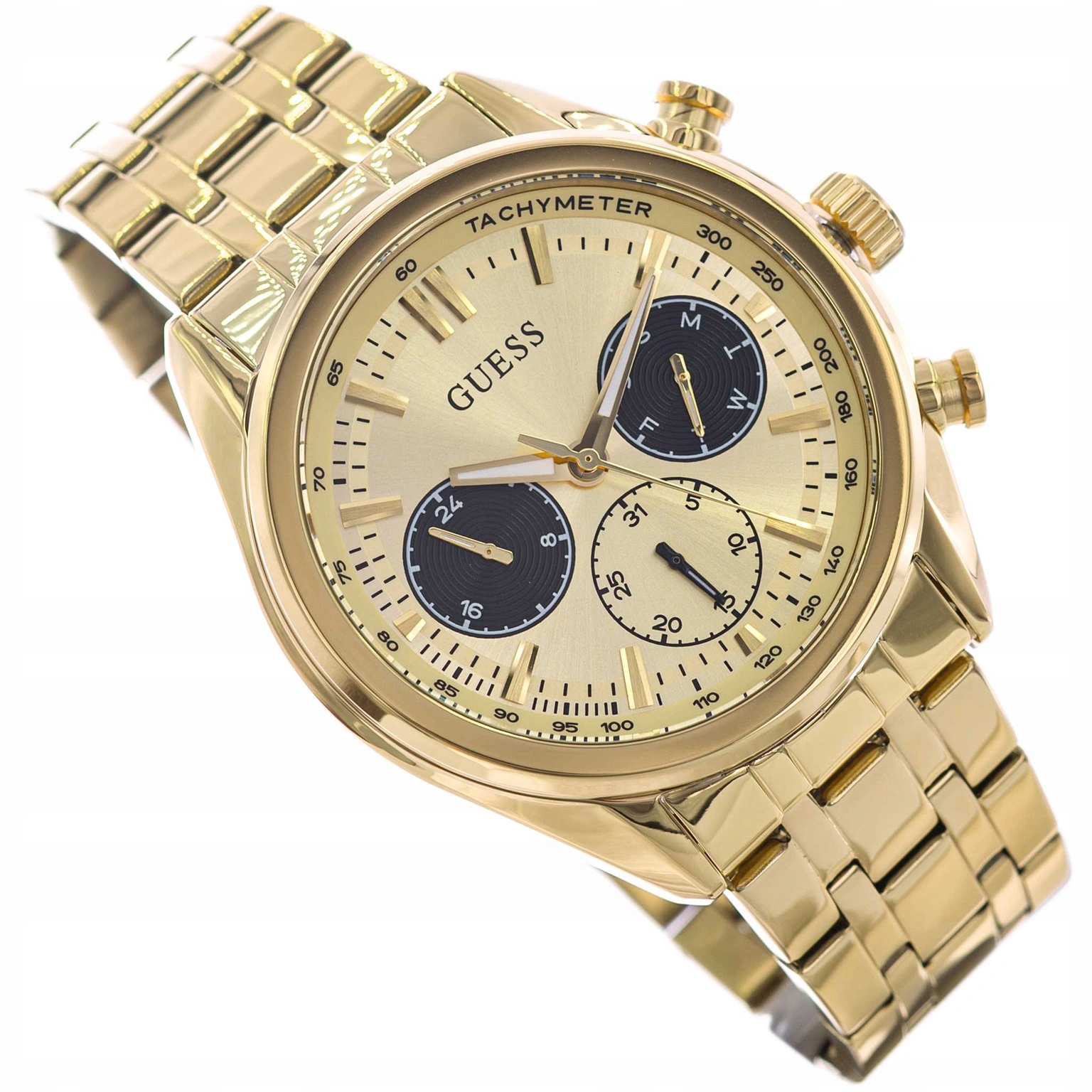 Pánské Hodinky Guess GW0971G2 Dawson Zlaté Na Náramku Datumovka