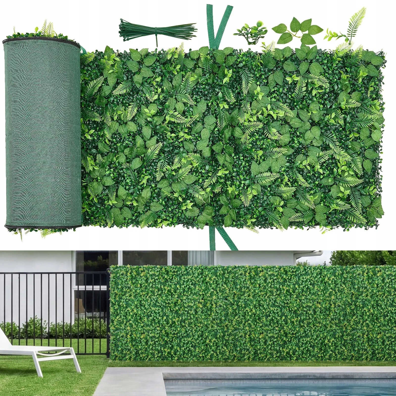 Ściana zielona sztuczny żywopłot panel zestaw premium 61 cm 244 cm 4 szt Uv