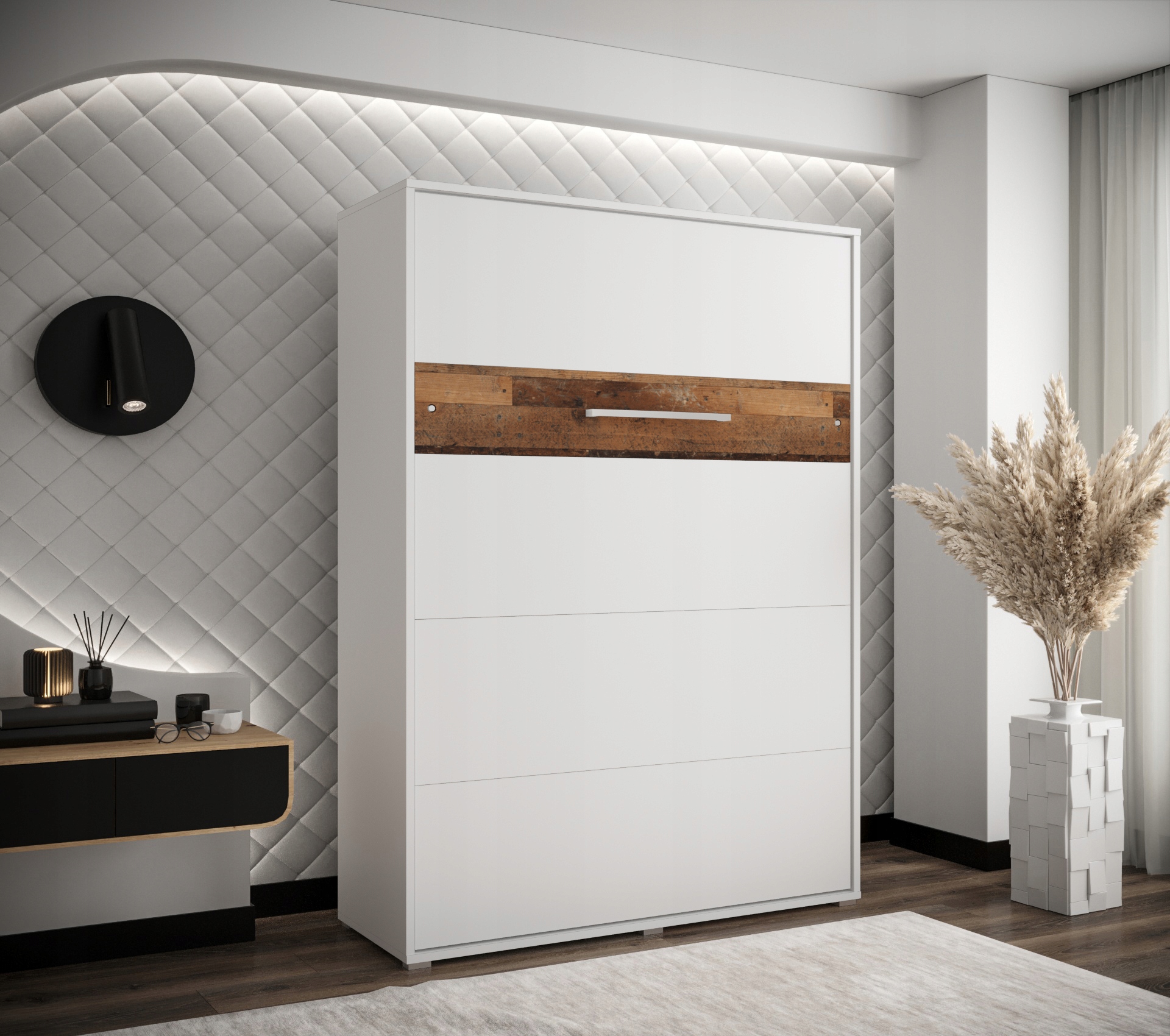 Półkotapczan pionowy Łóżko w szafie 140 cm HOME Szerokość mebla 155 cm