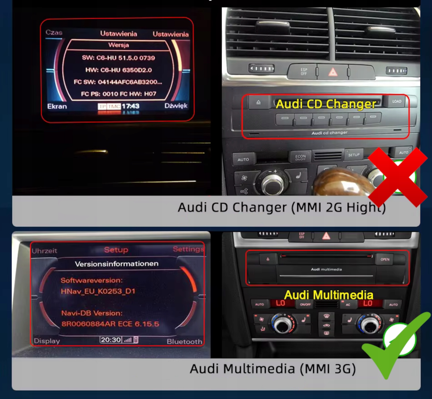 Moduł Carplay Android Auto do Audi A6 C6 / Audi Q7 4L / do MMI 3G