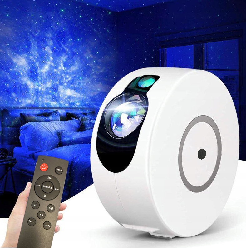 LAMPKA NOCNA LED PROJEKTOR GWIAZD NIEBA STAR LASEROWY Z GŁOŚNIKIEM + PILOT Kod producenta PROJEKTOR OKRĄGŁY NETBUY Z GŁOŚNIKIEM LED