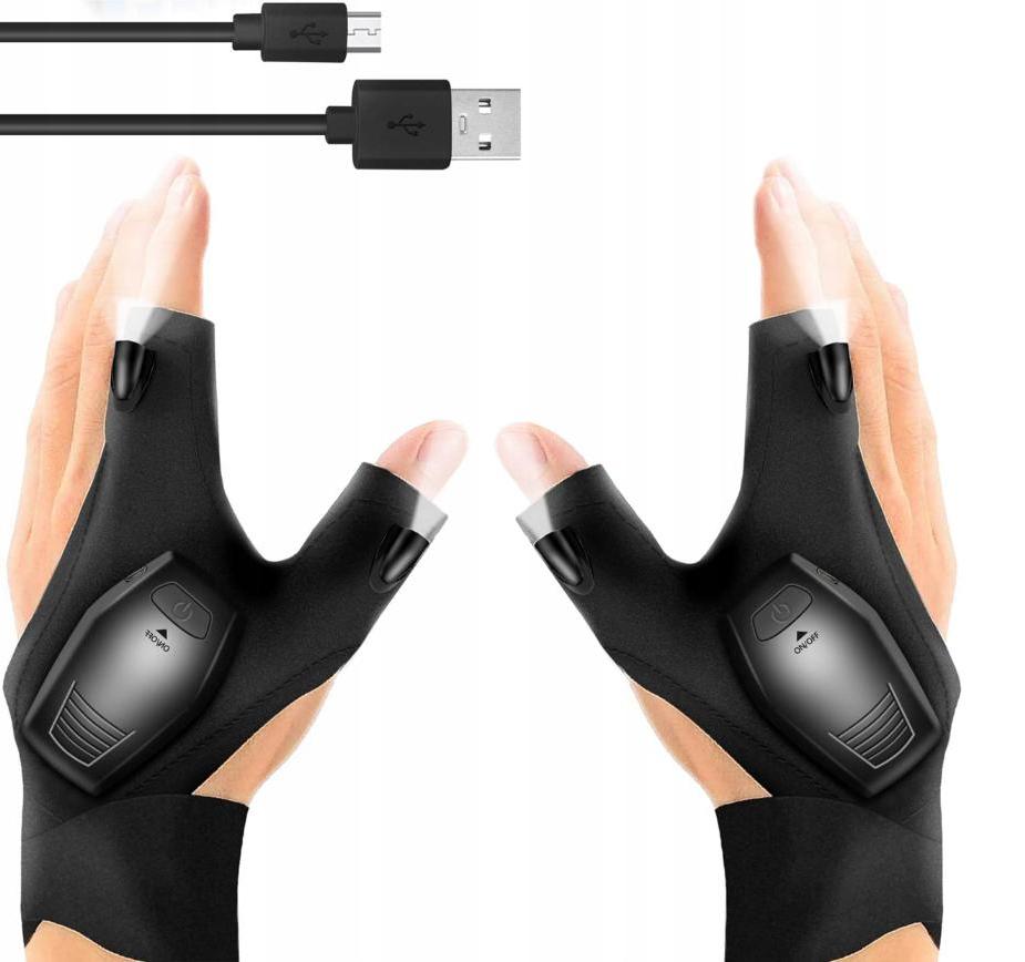 RĘKAWICZKI LED USB RĘKAWICZKI Z LATARKĄ LED ŚWIECĄCE RĘKAWICE ładowane USB