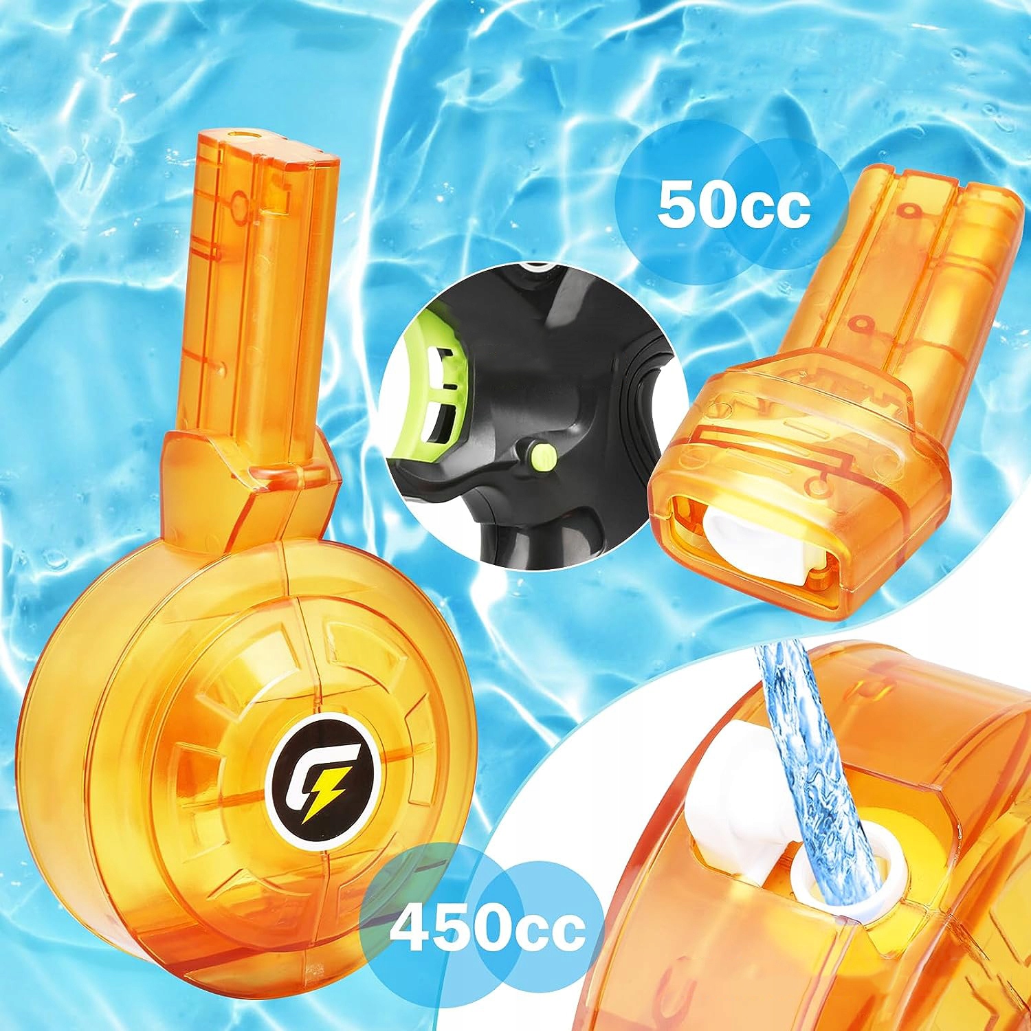 PISTOLET NA WODĘ ELEKTRYCZNY DLA DZIECI AUTOMATYCZNY 2 MAGAZYNKI NA BATERIE Wiek dziecka 3 m +