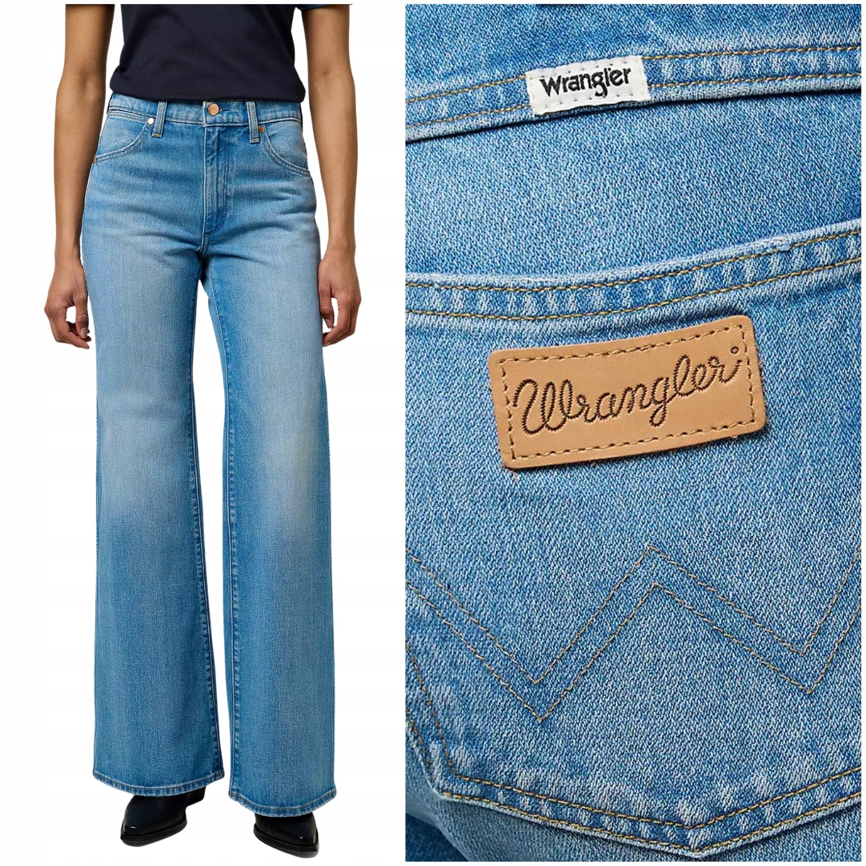 Wrangler 70S Flare Ocean vysoké dámské džínové kalhoty se zvony W27 L32
