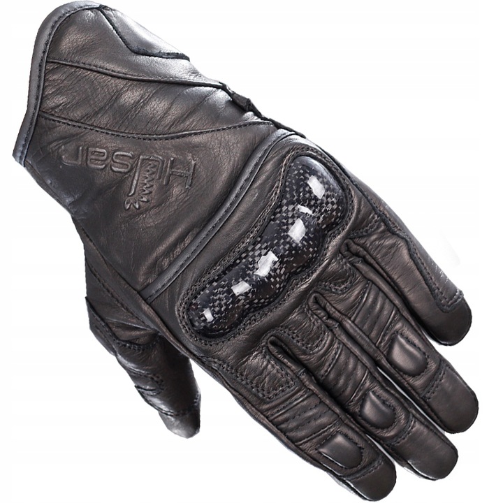 SKÓRZANE RĘKAWICE MOTOCYKLOWE HUSAR IRON 2XL Kolor czarny