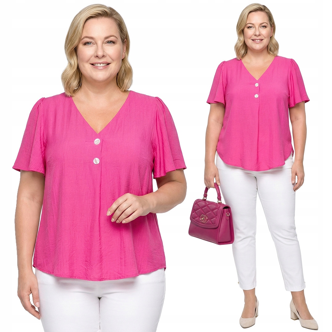 Růžová motýlková halenka s rukávy plus size velikost 56