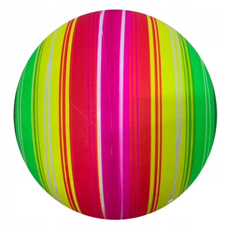 KOLOROWA PIŁKA GUMOWA TĘCZA PASKI 23 CM