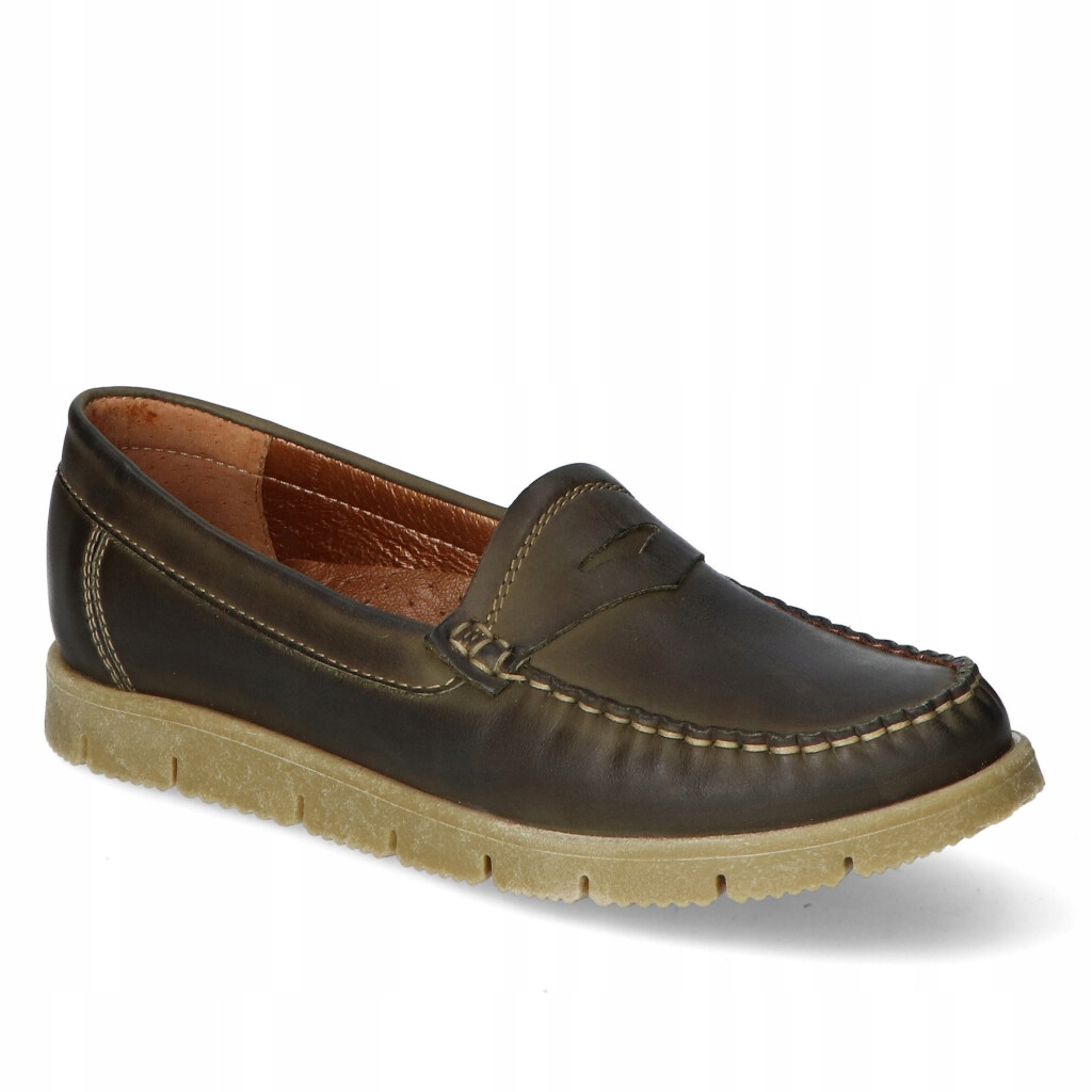 Mokasíny Stella Olivové Lícová kůže 36