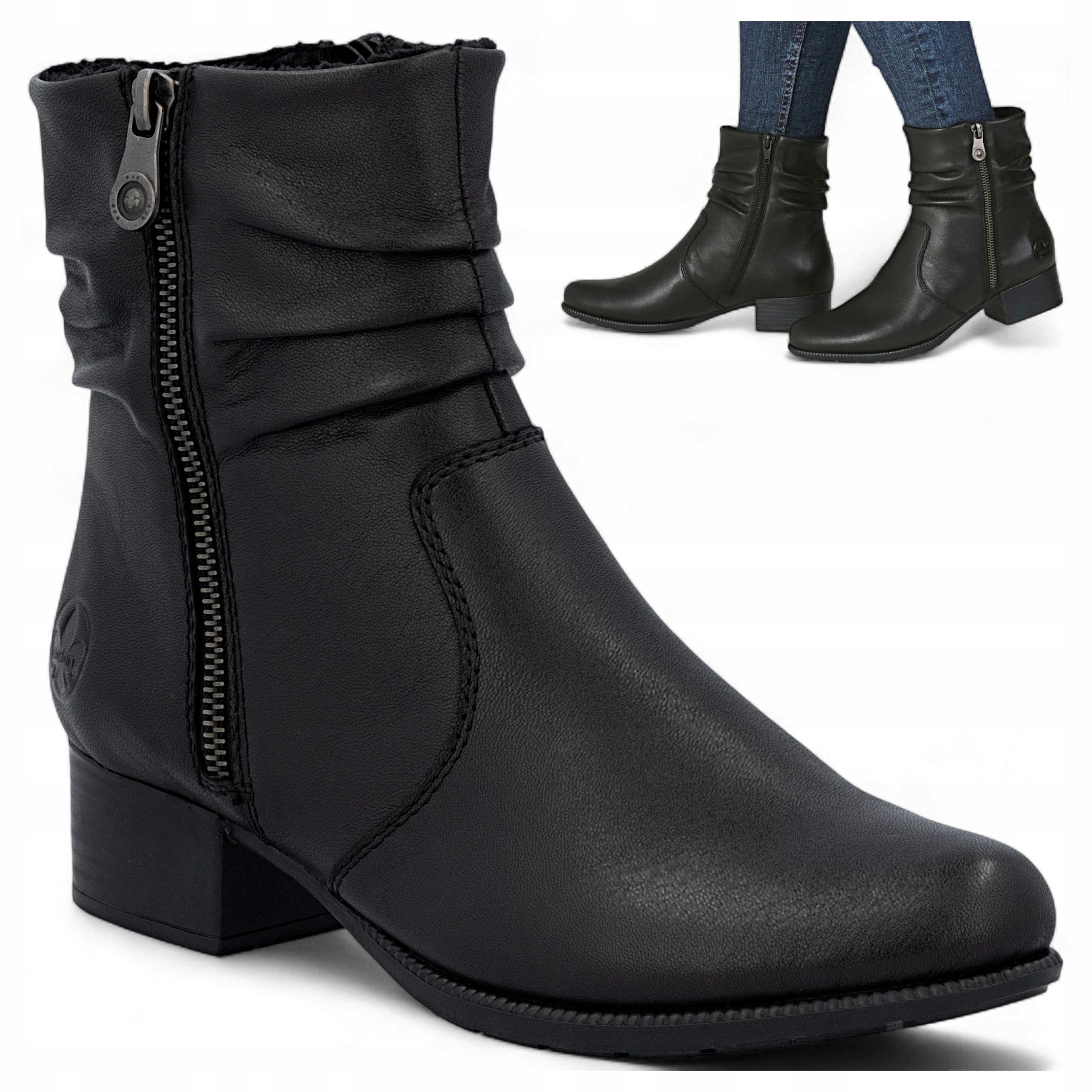 Rieker 40 Dámské Kotníkové Boty Elegantní na kotníku Pohodlné Teplé Černé