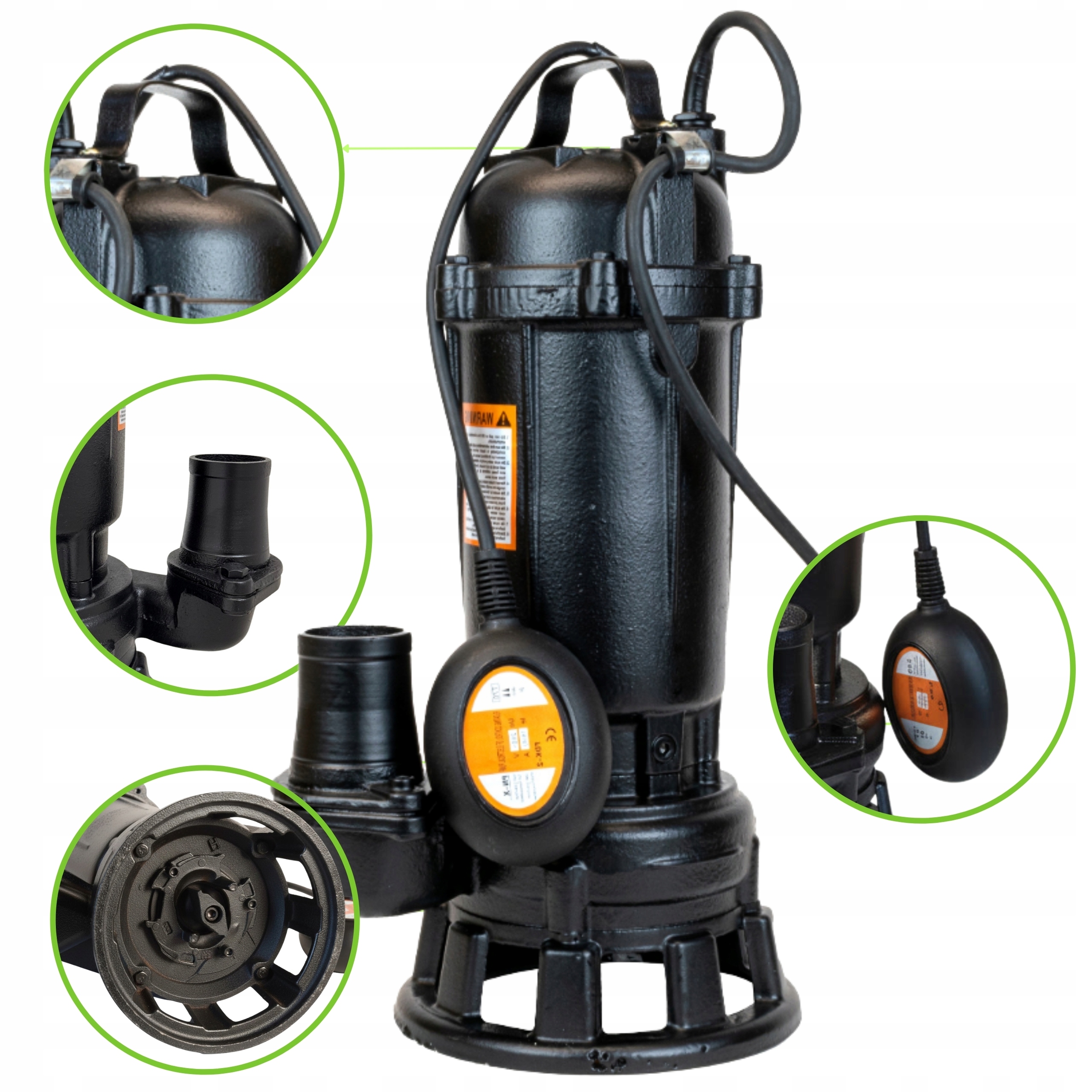 Pumpa Do Žumpy 1500 W S Rozdrvovačom 360 l/min Výkonná, Liatinová Na Odpadovú Vodu
