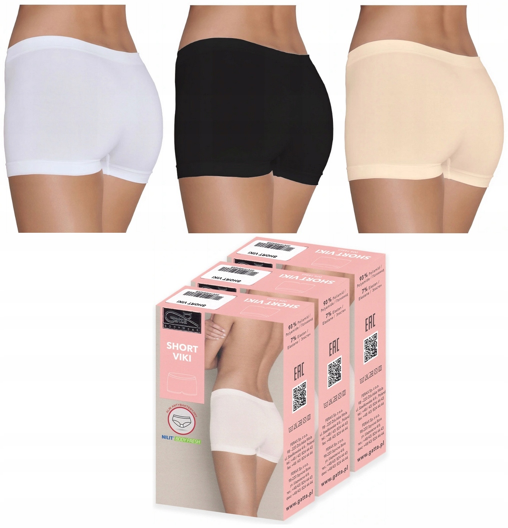 

3X Gatta Shorty Viki Majtki Białe Czarne Natural M