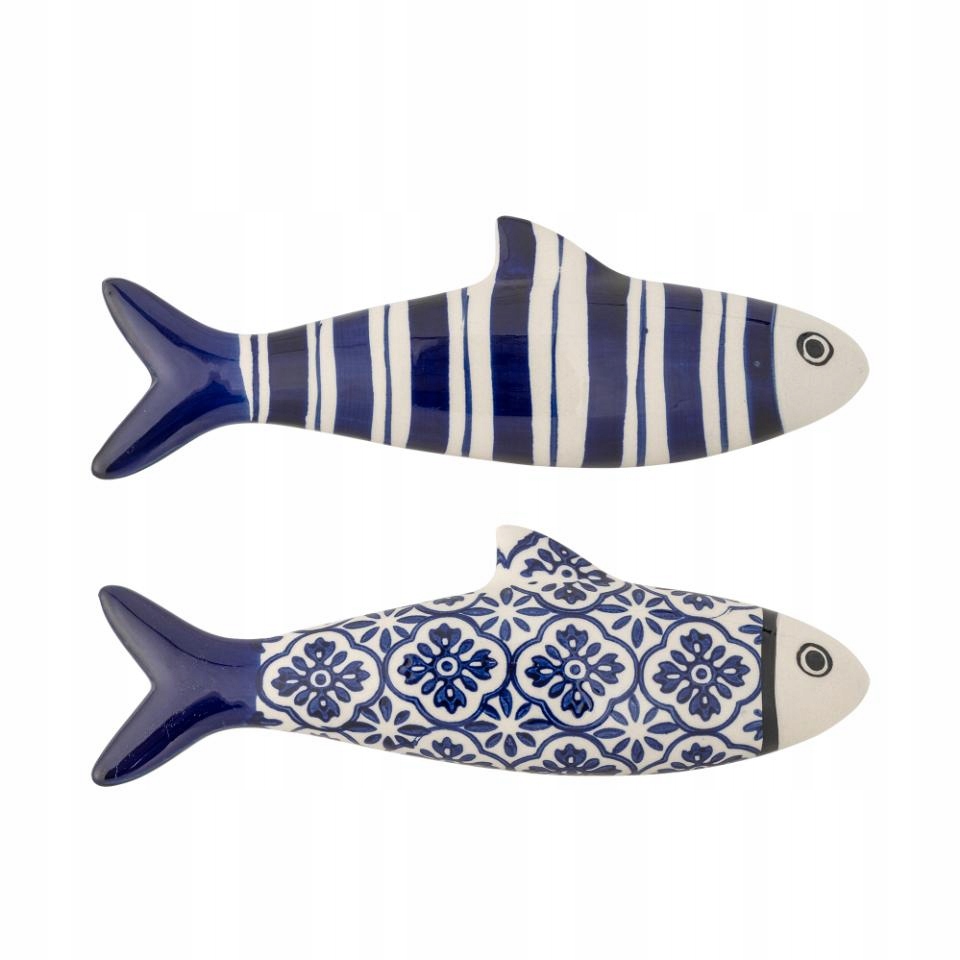 Bloomingville Dunne Keramická Nástěnná Dekorace Ryby 2 Ks Modrá