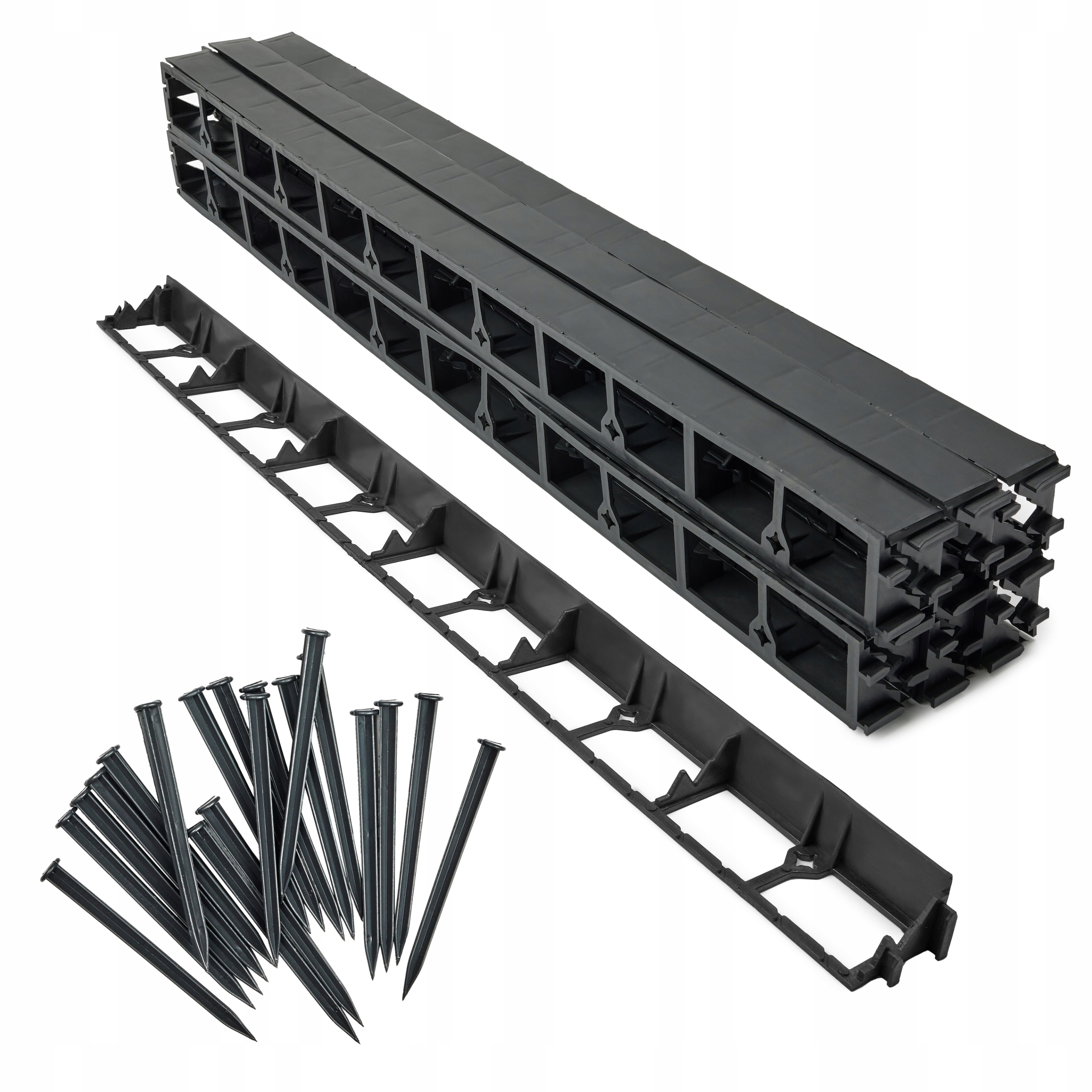 Trávníkový lem zahradní border 45 mm x 100 cm černý 50 x kolíky