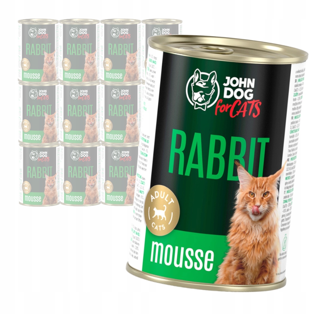 Levně John Dog for Cats Mus s králíkem 12 x 400 g Bezobilné Mokré Krmivo Pro Kočky