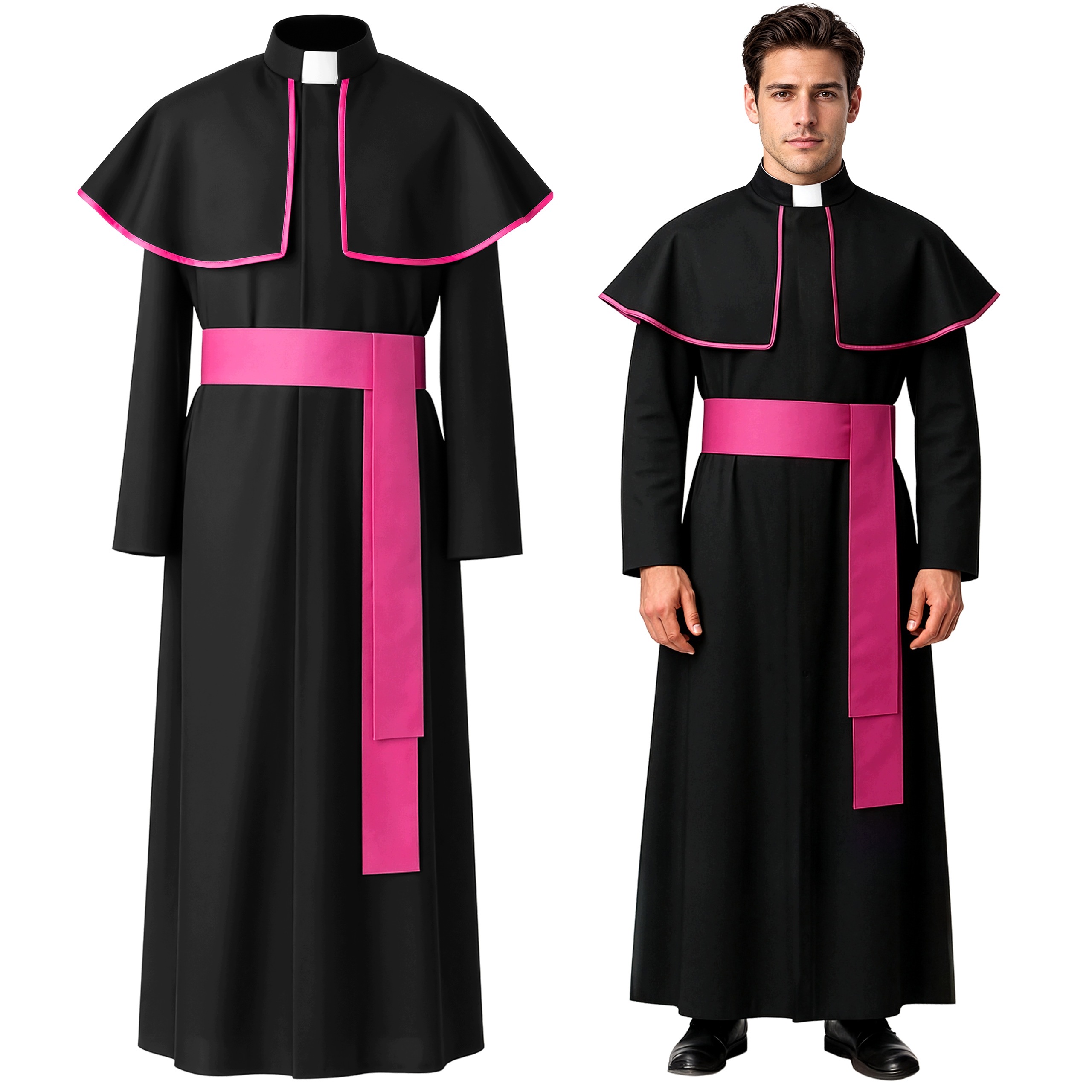 Kostým Biskup Kostým Sutanna Biskupa na Halloween Převlek Kněz XL XXL