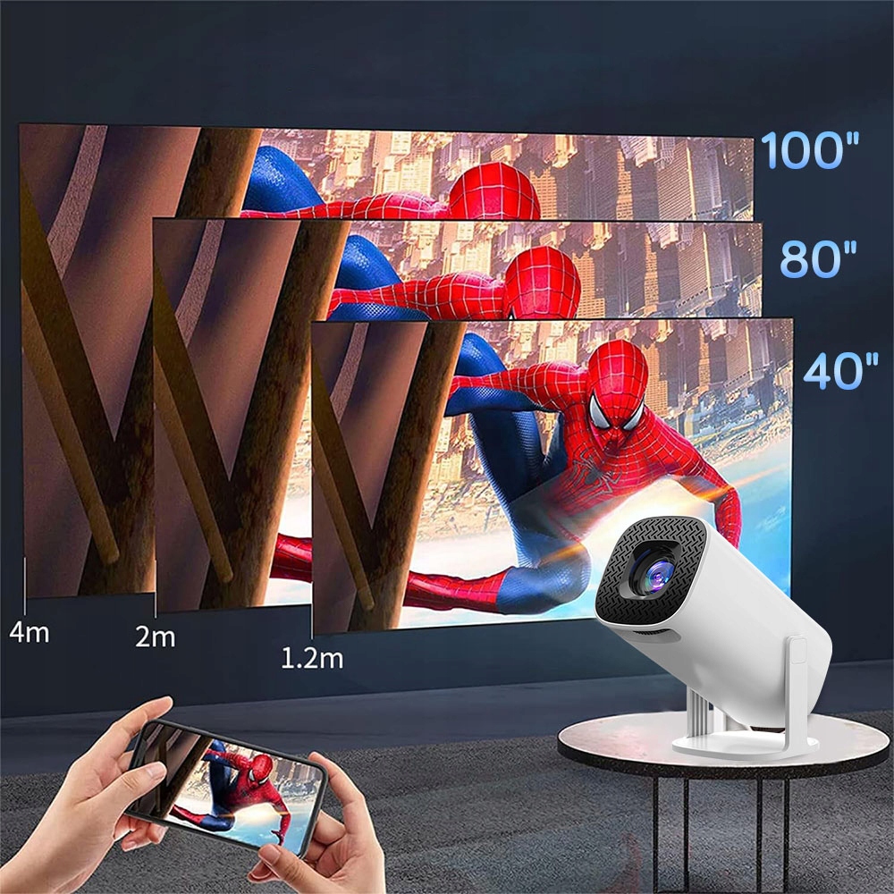 PROJEKTOR RZUTNIK PRZENOŚNY SMART FULL HD ANDROID WIFI BT HDMI WERSJA 2024 Model P30