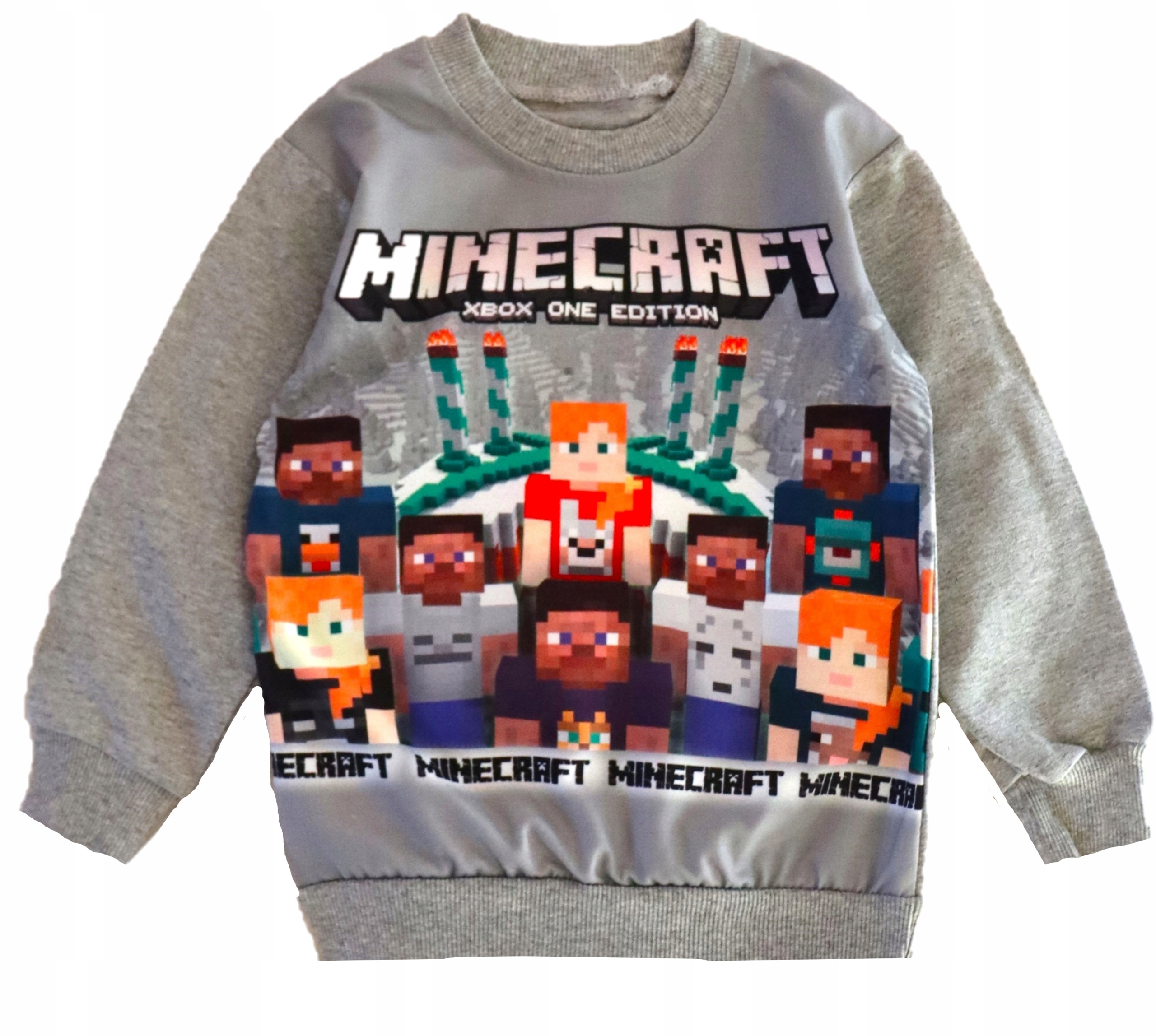BLUZA DRESOWA chłopięca 104 MINECRAFT SZARA